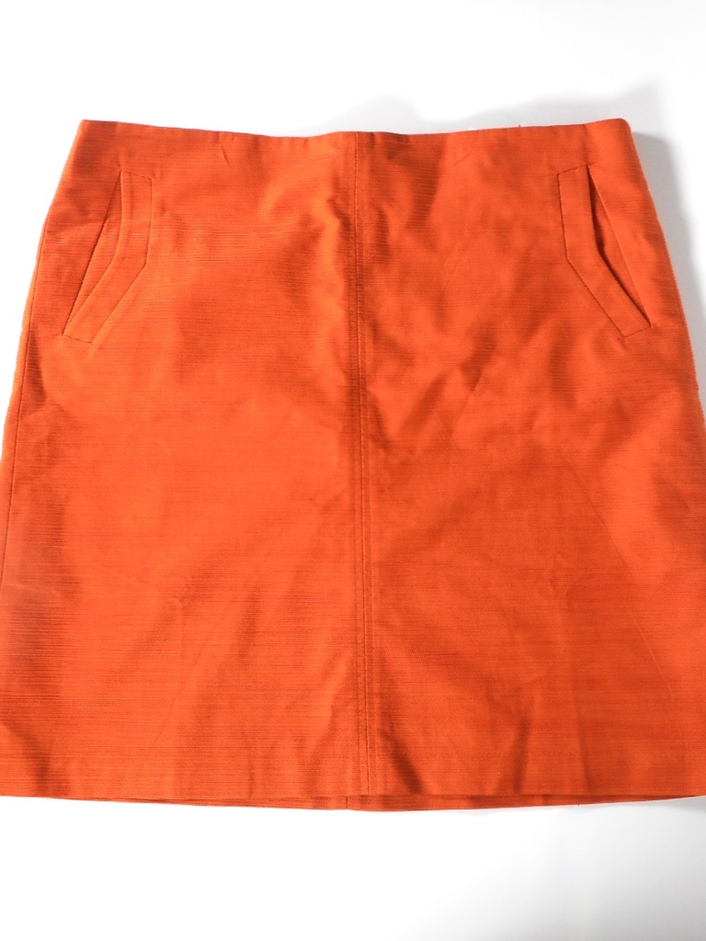 NWT Ann Taylor Orange Rust Sz 14 Pencil Skirt Woven Texture Career Cotton